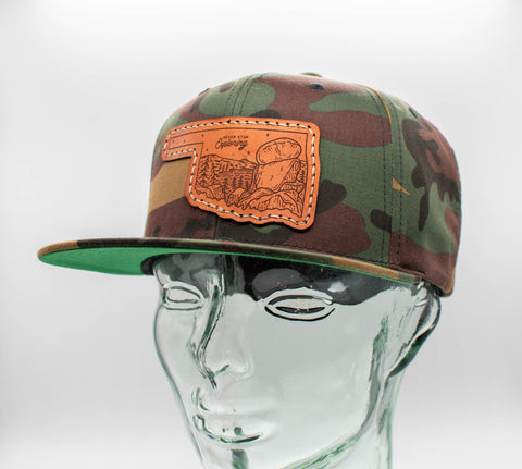 Canvas Flat Bill Leather Patch Hats