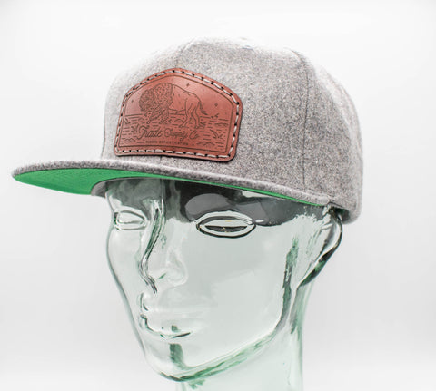 Wool Flat Bill Leather Patch Hats