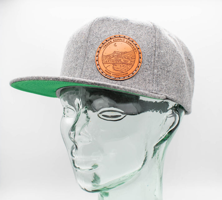 Flat Bill Leather Patch Hats