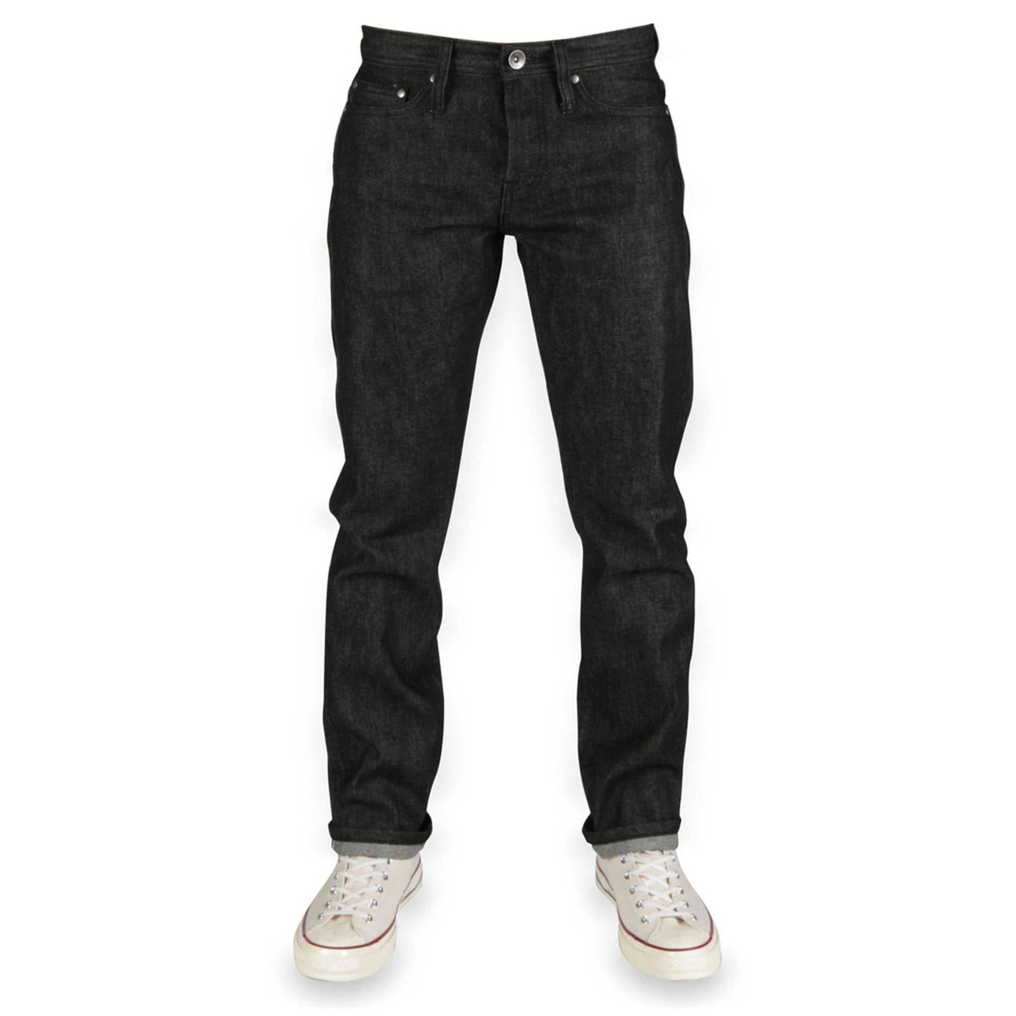 Unbranded Brand- UB244 Tapered Fit 11oz Stretch Selvedge - Black